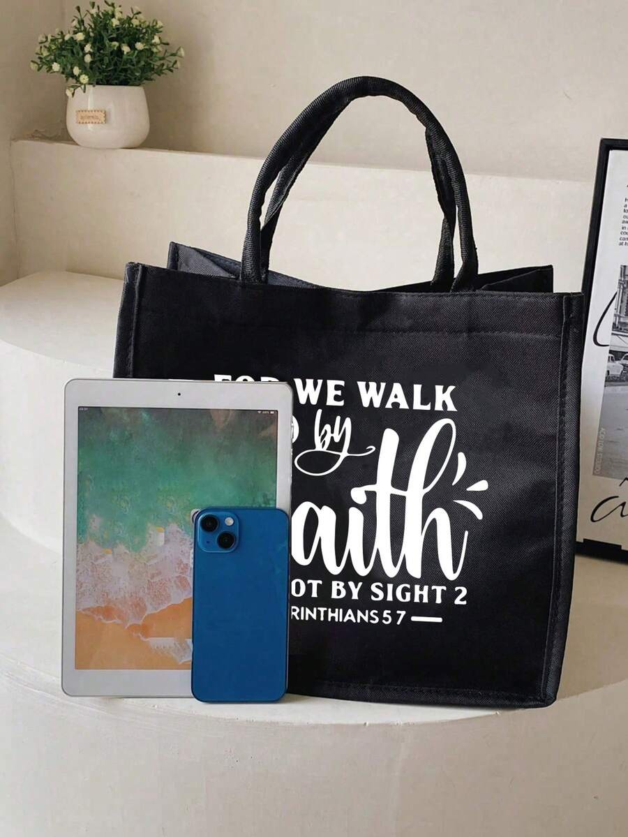 Tote Bag Set with Motivational Golden Letter Print
