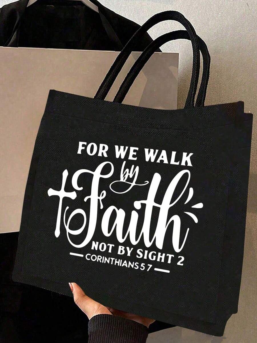 Tote Bag Set with Motivational Golden Letter Print