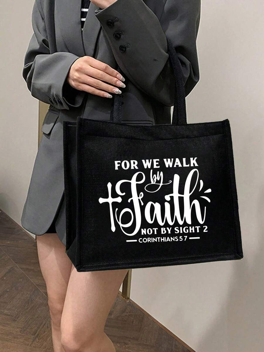 Tote Bag Set with Motivational Golden Letter Print