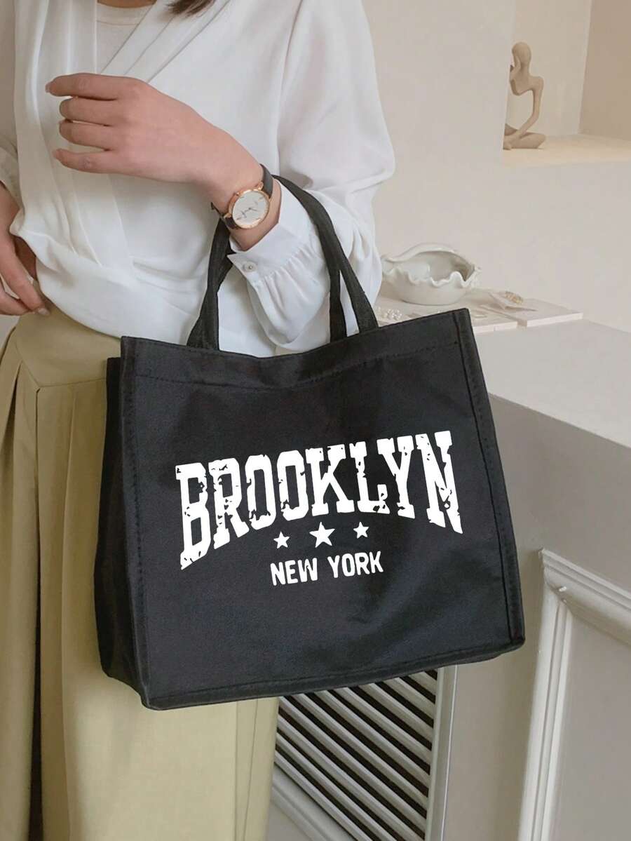 Queen Cartoon Character Printed Tote Bag Set – “Blessing” Letter Design