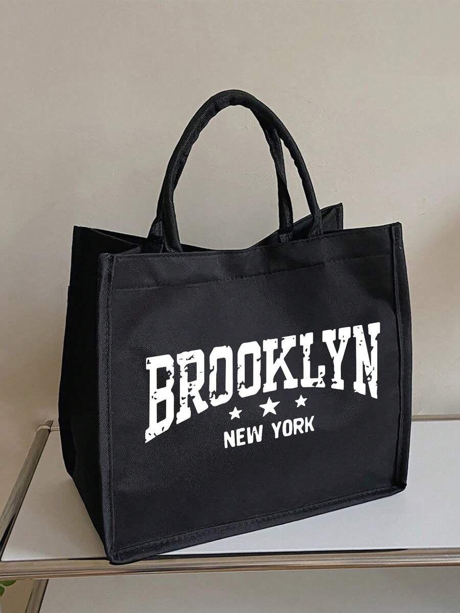 Queen Cartoon Character Printed Tote Bag Set – “Blessing” Letter Design