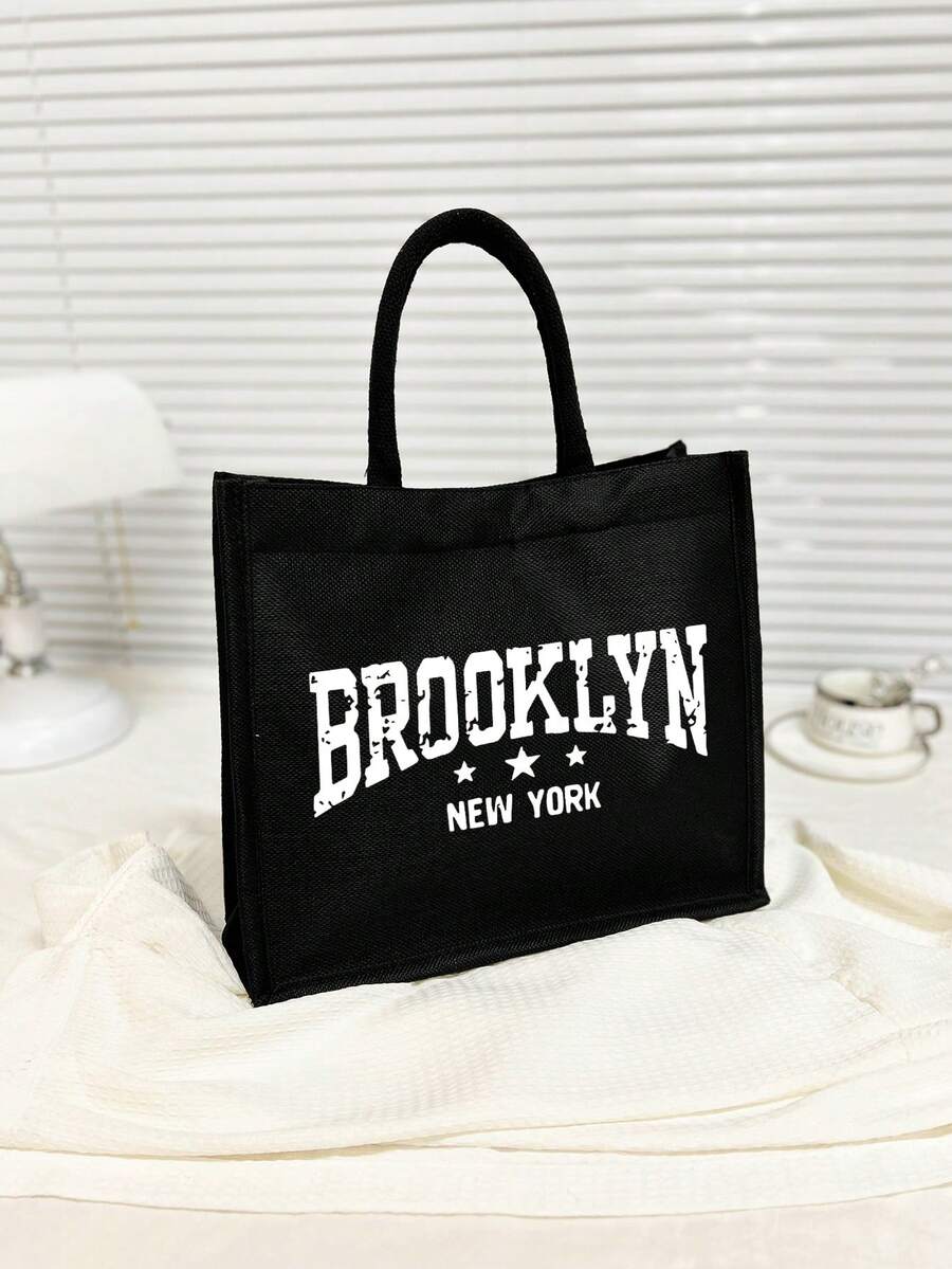 Queen Cartoon Character Printed Tote Bag Set – “Blessing” Letter Design