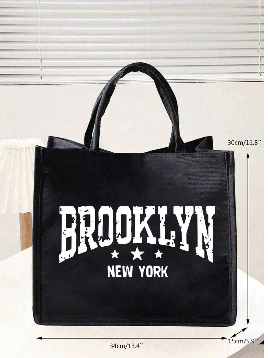 Queen Cartoon Character Printed Tote Bag Set – “Blessing” Letter Design