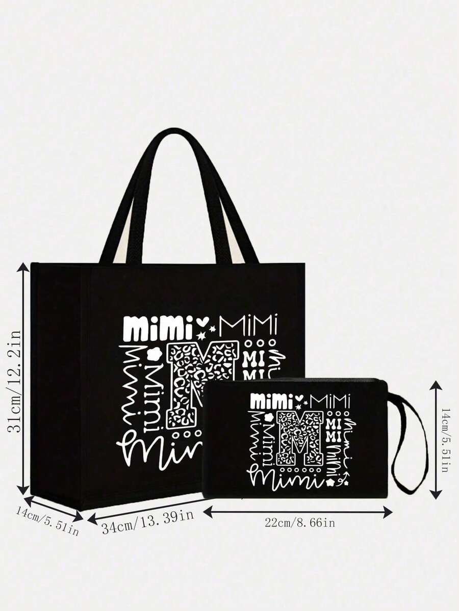 Tote Bag Set with Motivational Golden Letter Print