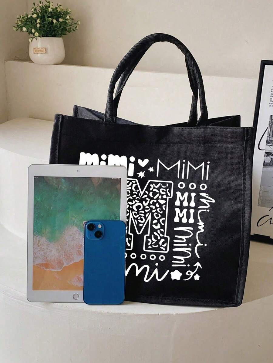 Tote Bag Set with Motivational Golden Letter Print