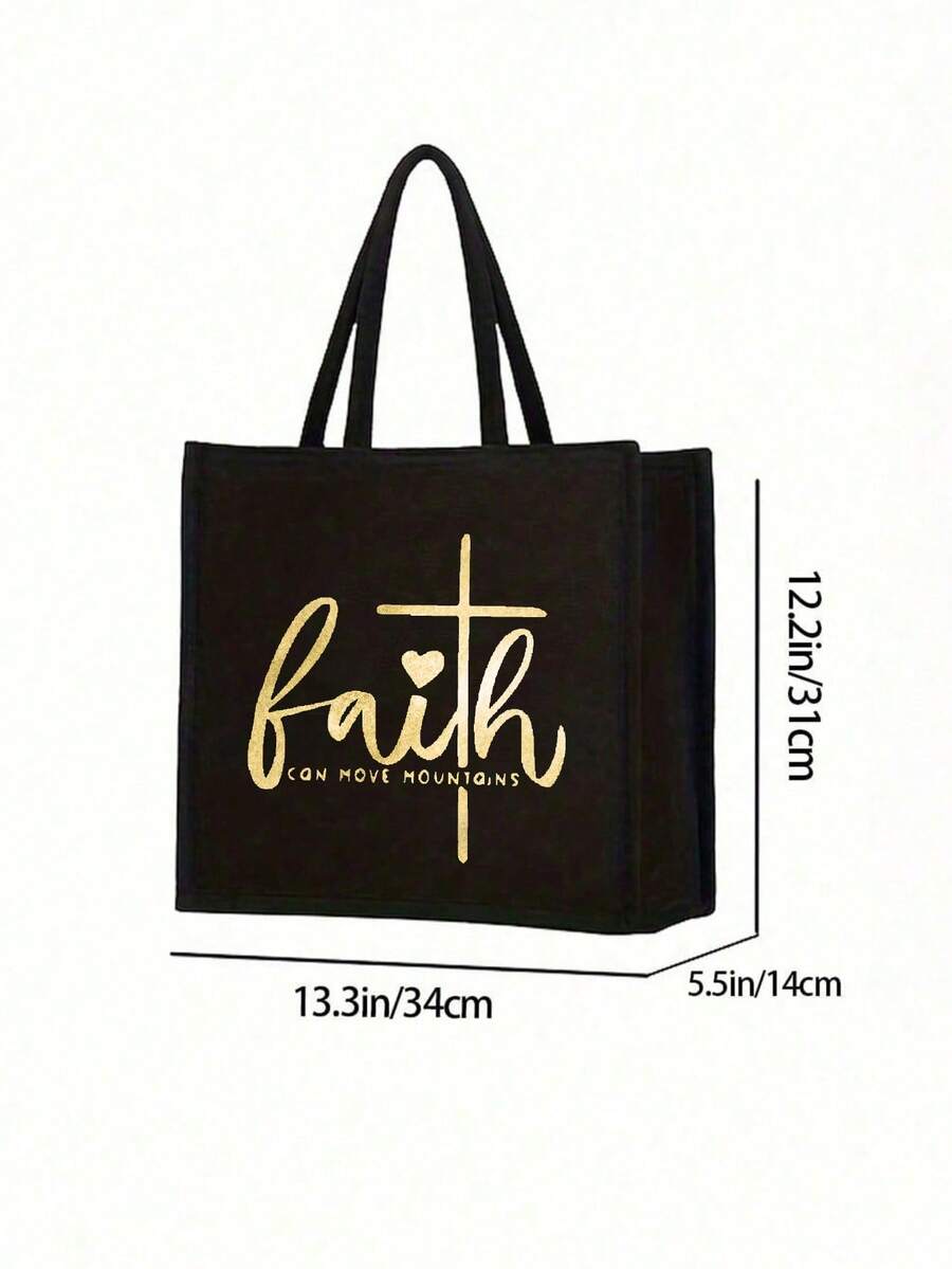 Tote Bag Set with Motivational Golden Letter Print