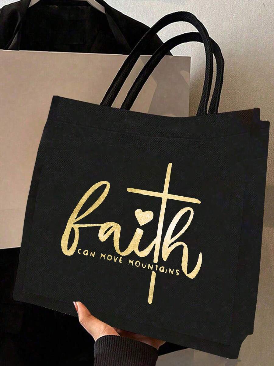 Tote Bag Set with Motivational Golden Letter Print