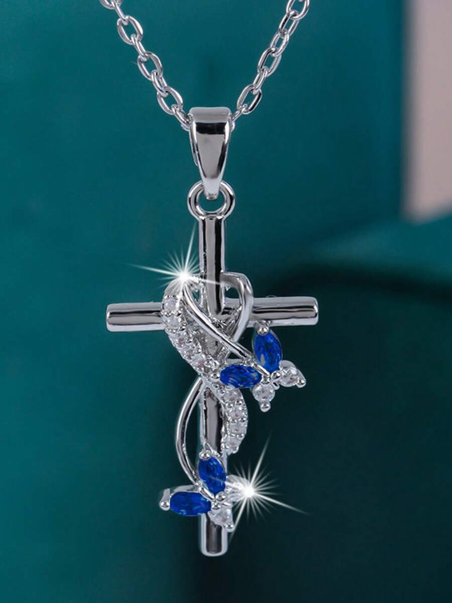Elegant Butterfly & Infinity Cross Pendant Necklace