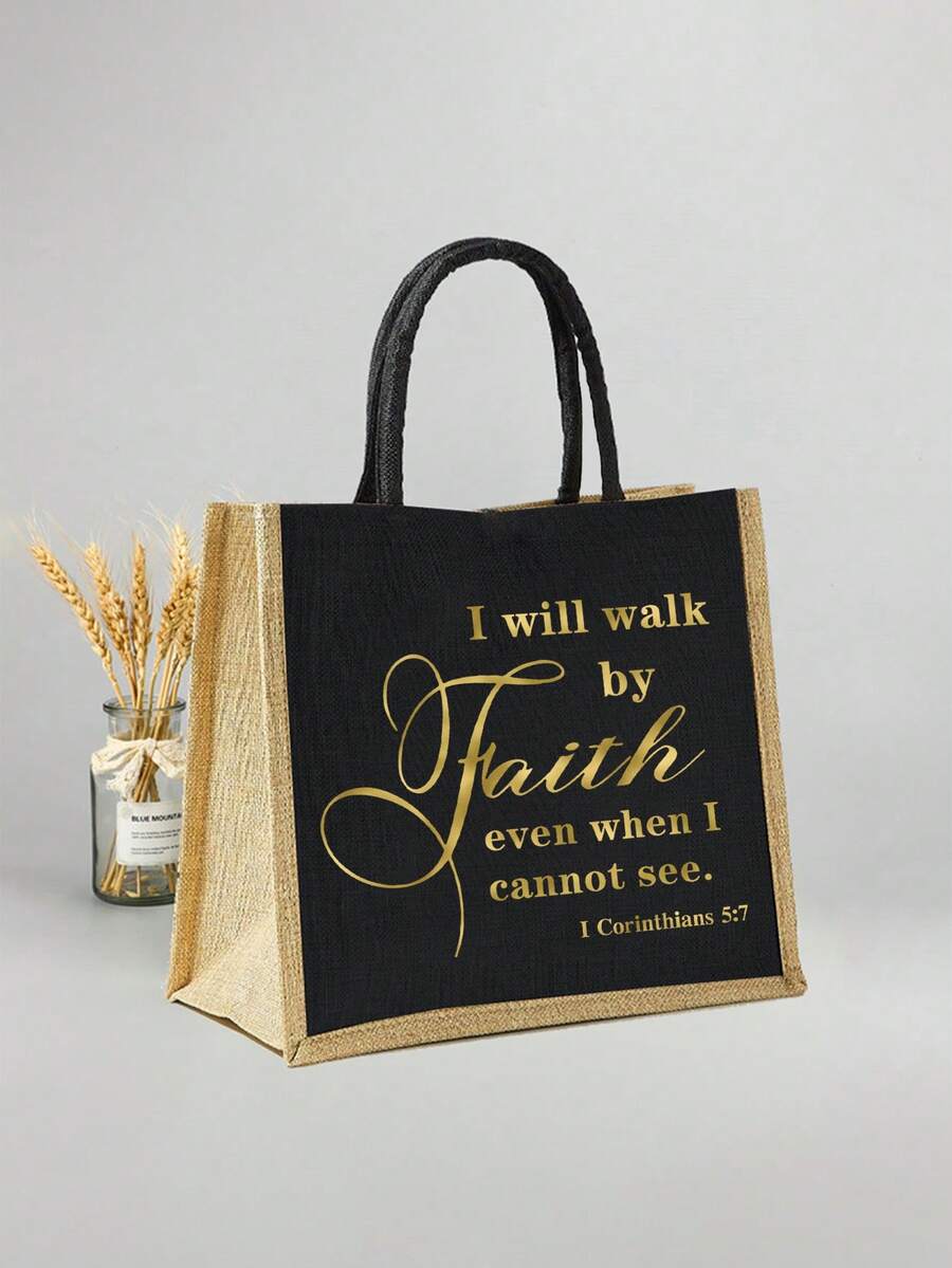 Tote Bag Set with Motivational Golden Letter Print