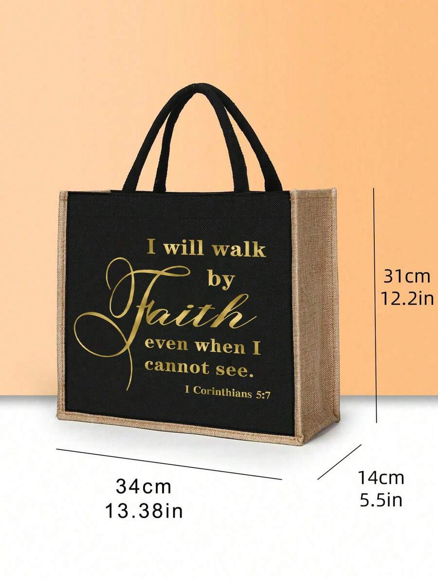 Tote Bag Set with Motivational Golden Letter Print