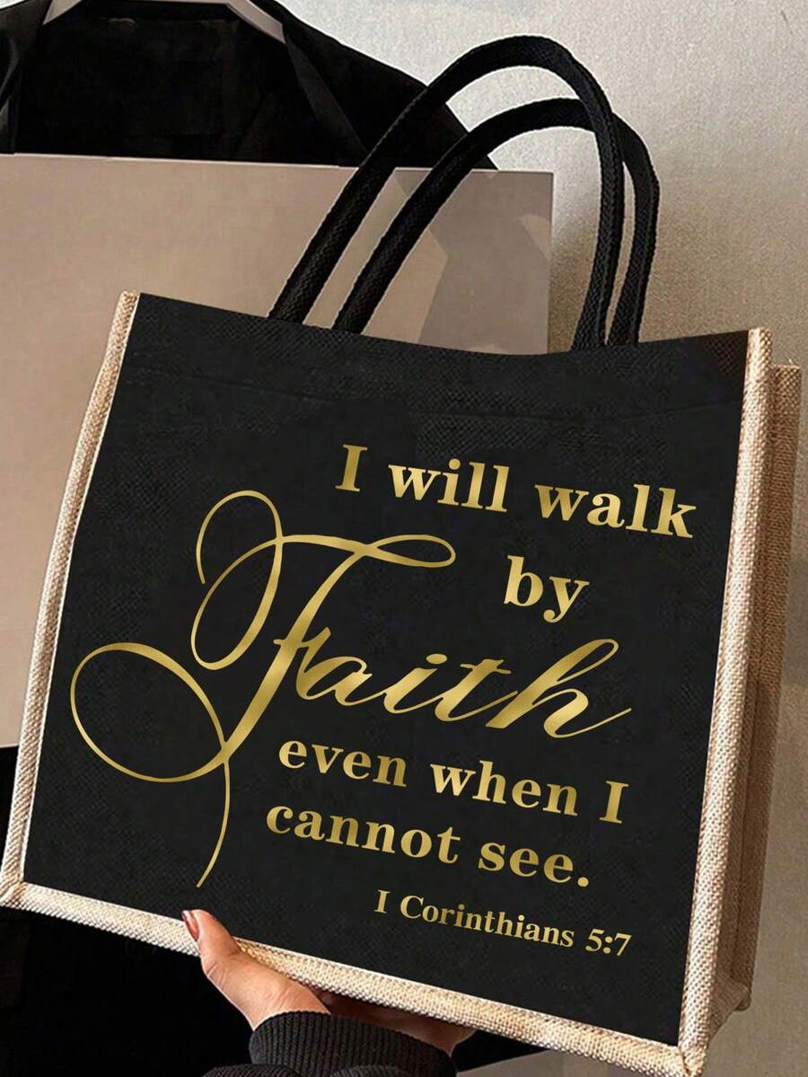 Tote Bag Set with Motivational Golden Letter Print