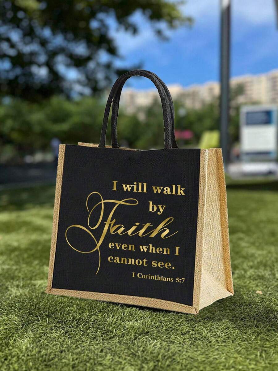 Tote Bag Set with Motivational Golden Letter Print