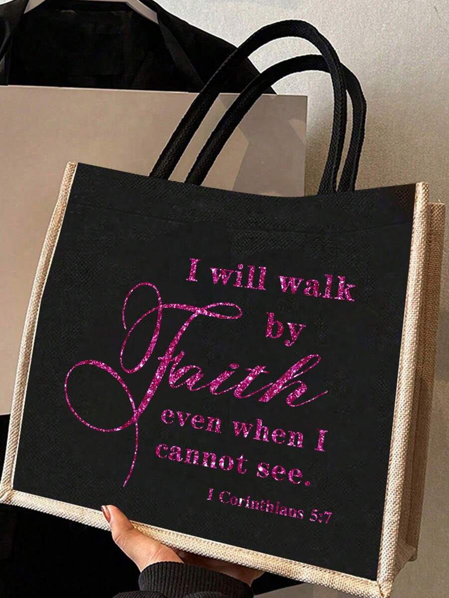 Tote Bag Set with Motivational Golden Letter Print