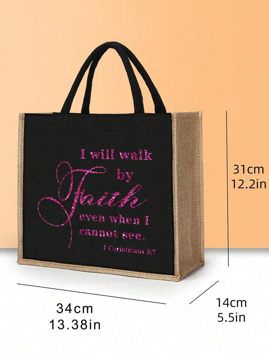 Tote Bag Set with Motivational Golden Letter Print