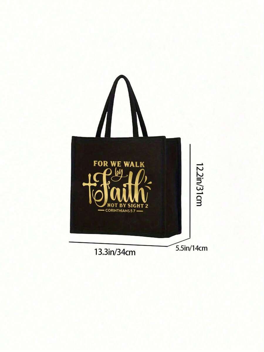 Tote Bag Set with Motivational Golden Letter Print