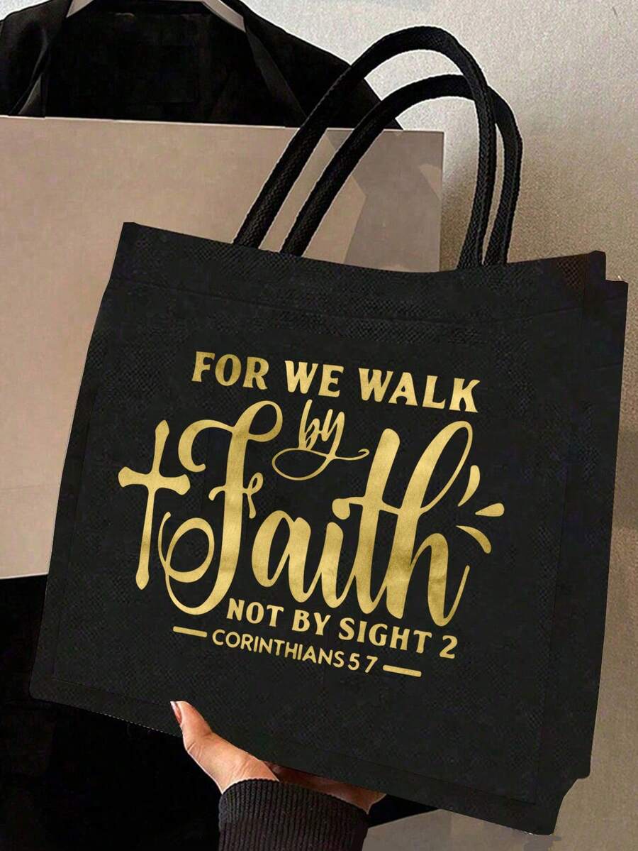 Tote Bag Set with Motivational Golden Letter Print