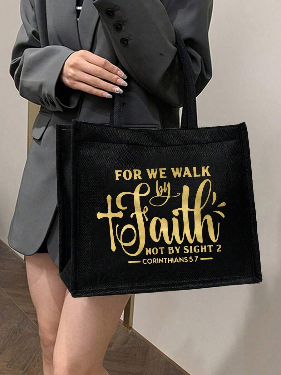Tote Bag Set with Motivational Golden Letter Print