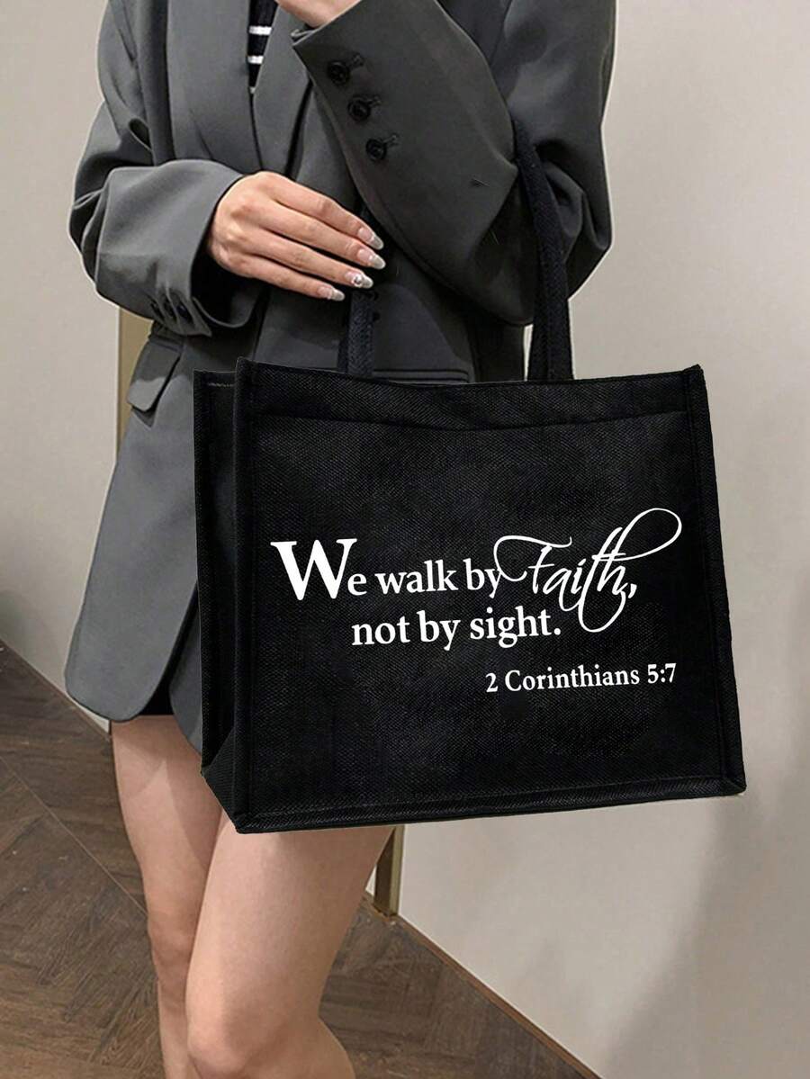 Tote Bag Set with Motivational Golden Letter Print
