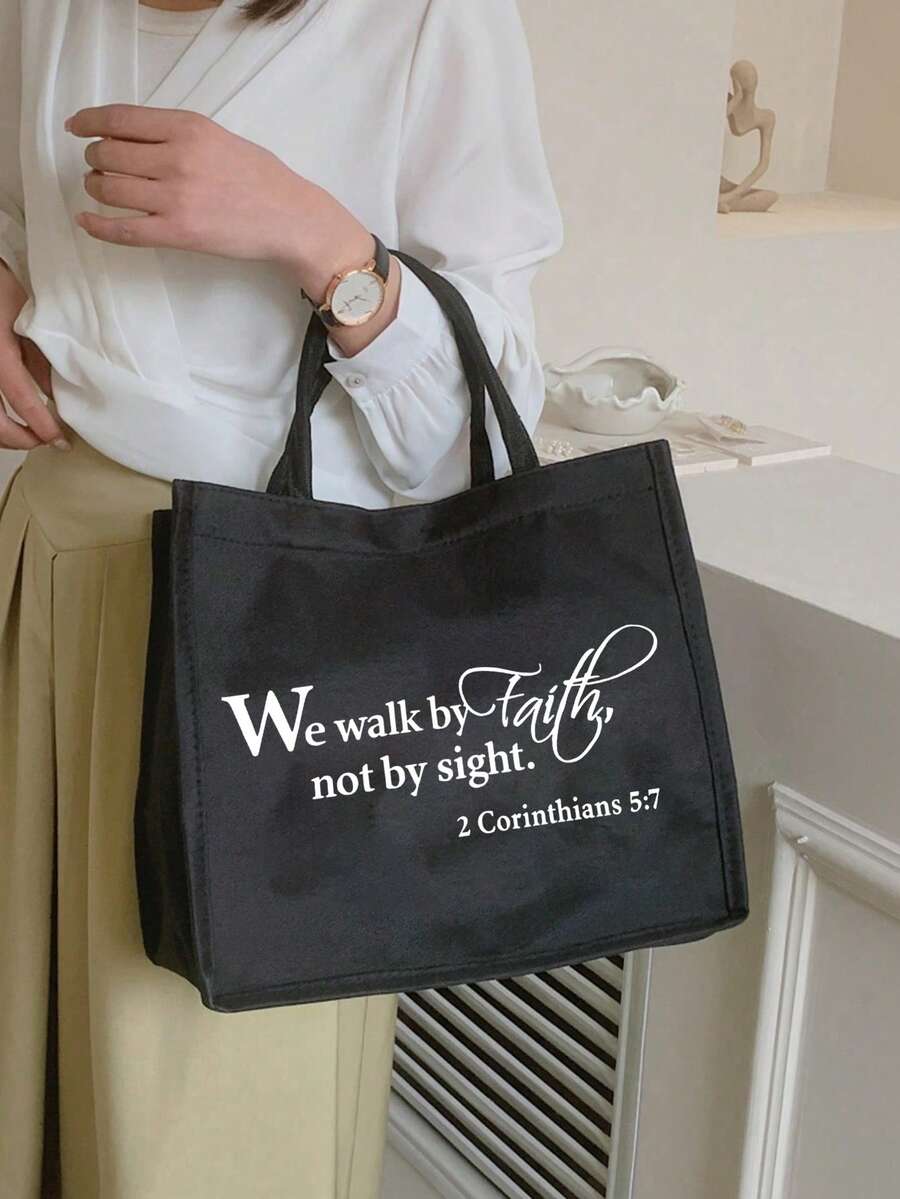 Tote Bag Set with Motivational Golden Letter Print
