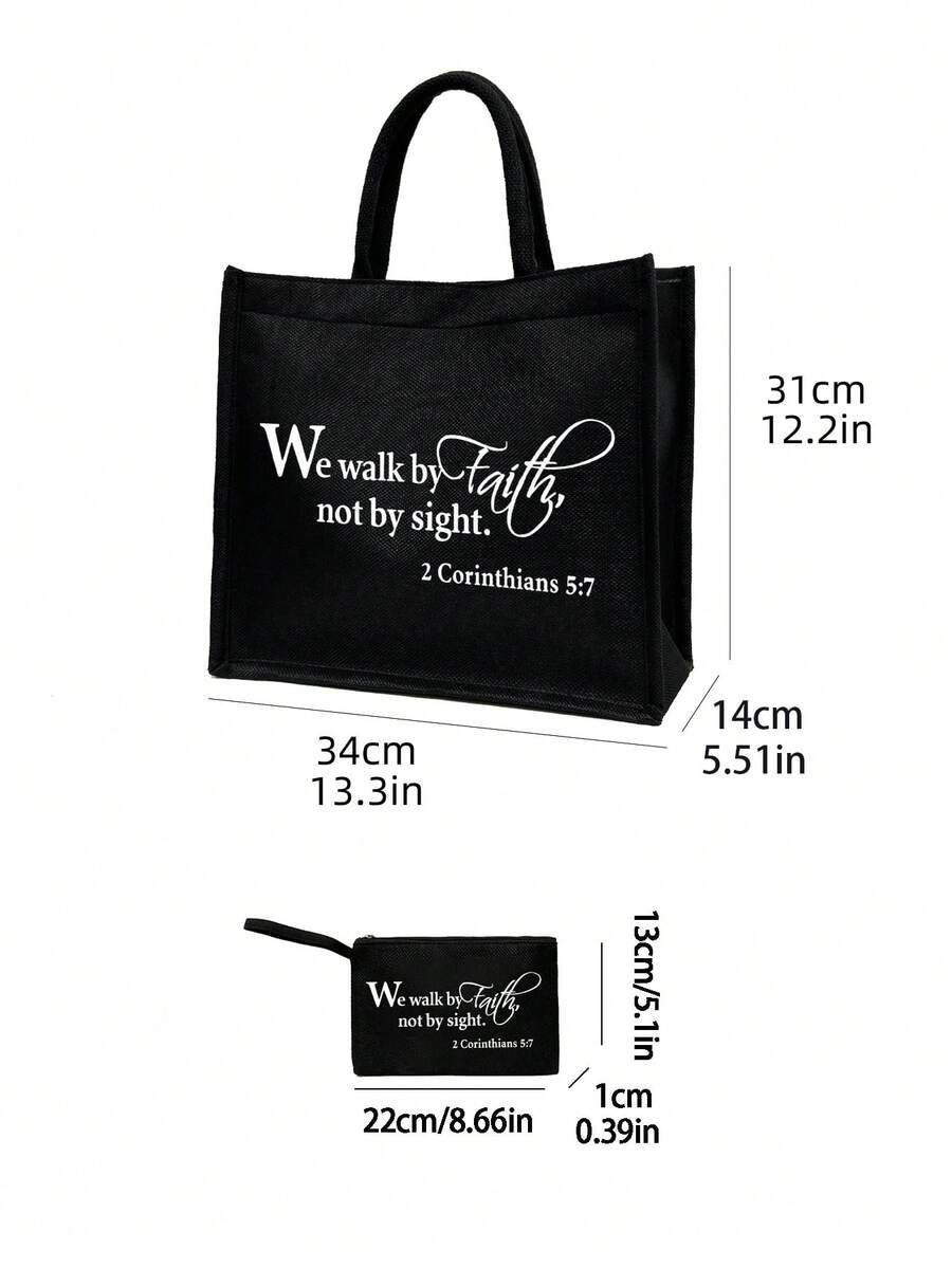 Tote Bag Set with Motivational Golden Letter Print