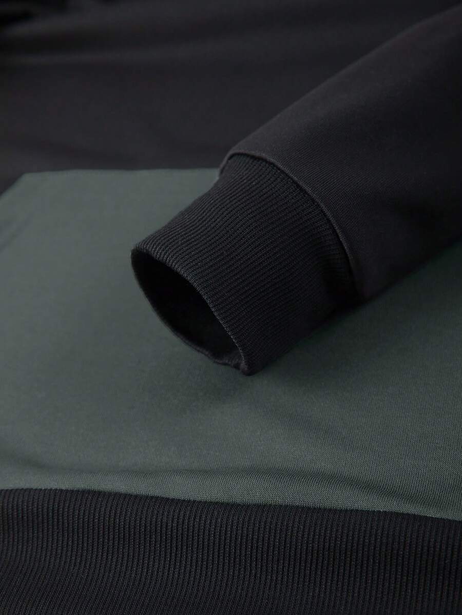 Men's Spring/Autumn Lightweight Personalized Letter Print Contrast Color Hoodie