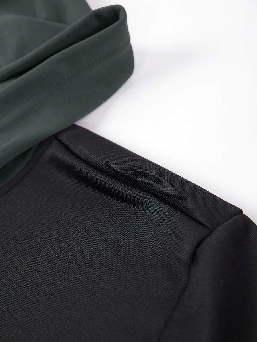 Men's Spring/Autumn Lightweight Personalized Letter Print Contrast Color Hoodie