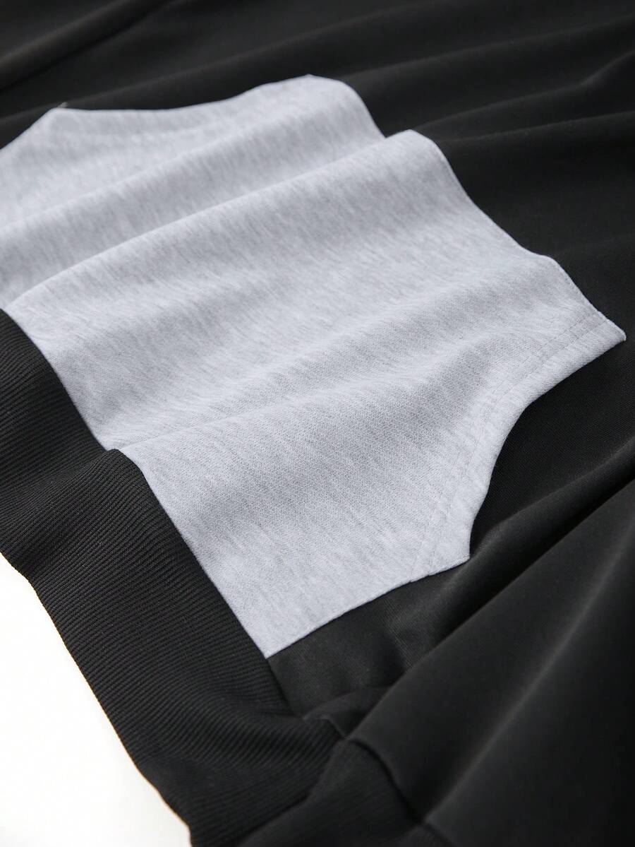 Men's Spring/Autumn Lightweight Personalized Letter Print Contrast Color Hoodie