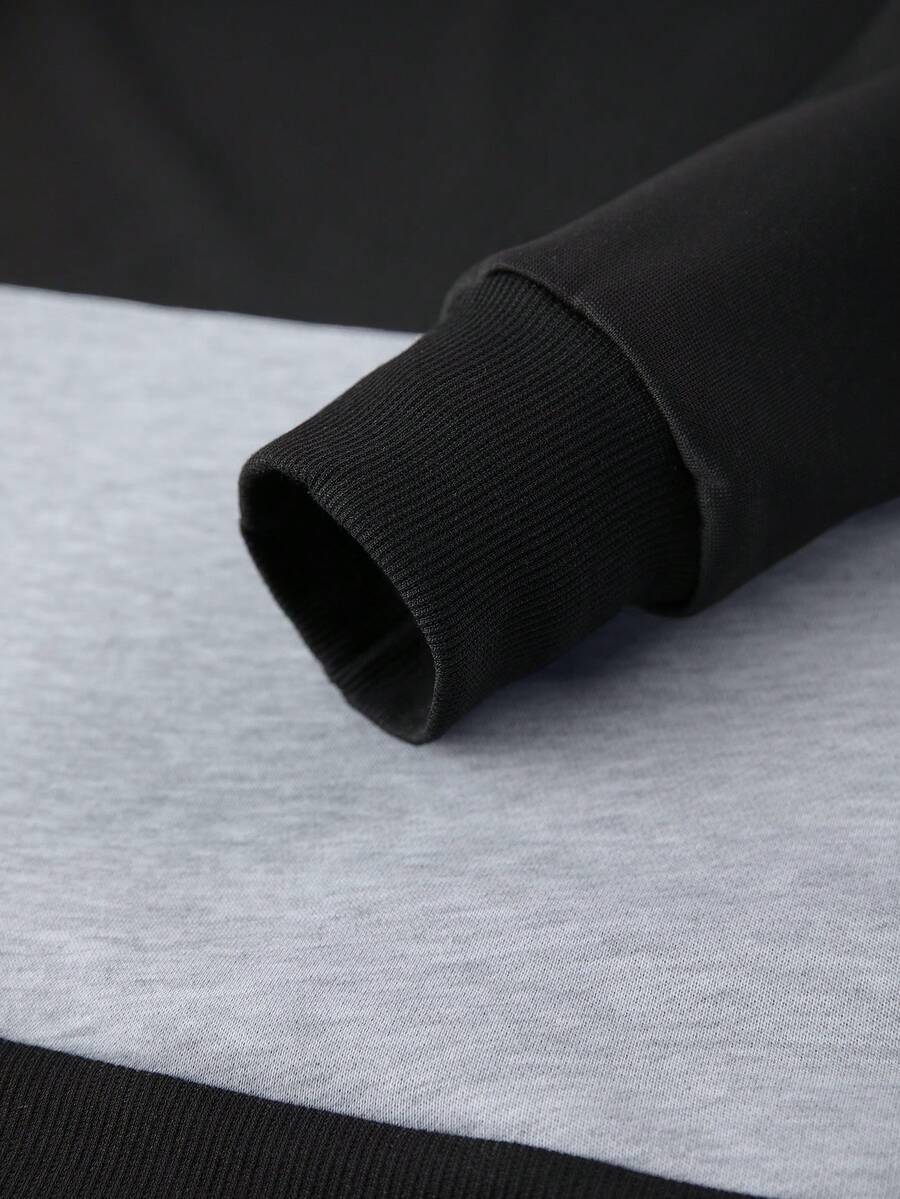 Men's Spring/Autumn Lightweight Personalized Letter Print Contrast Color Hoodie