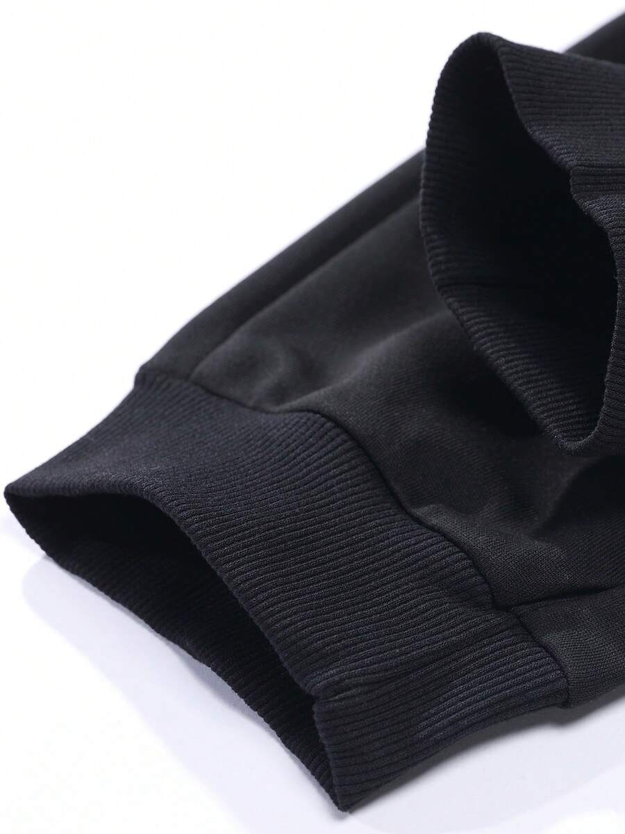 Men's Spring/Autumn Lightweight Personalized Letter Print Contrast Color Hoodie