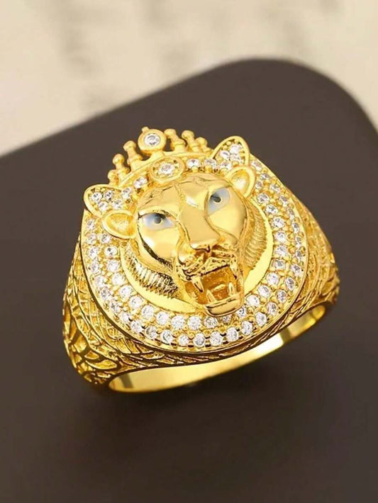 The Vintage gold lion rings, including options in 18K gold plating and sterling silver