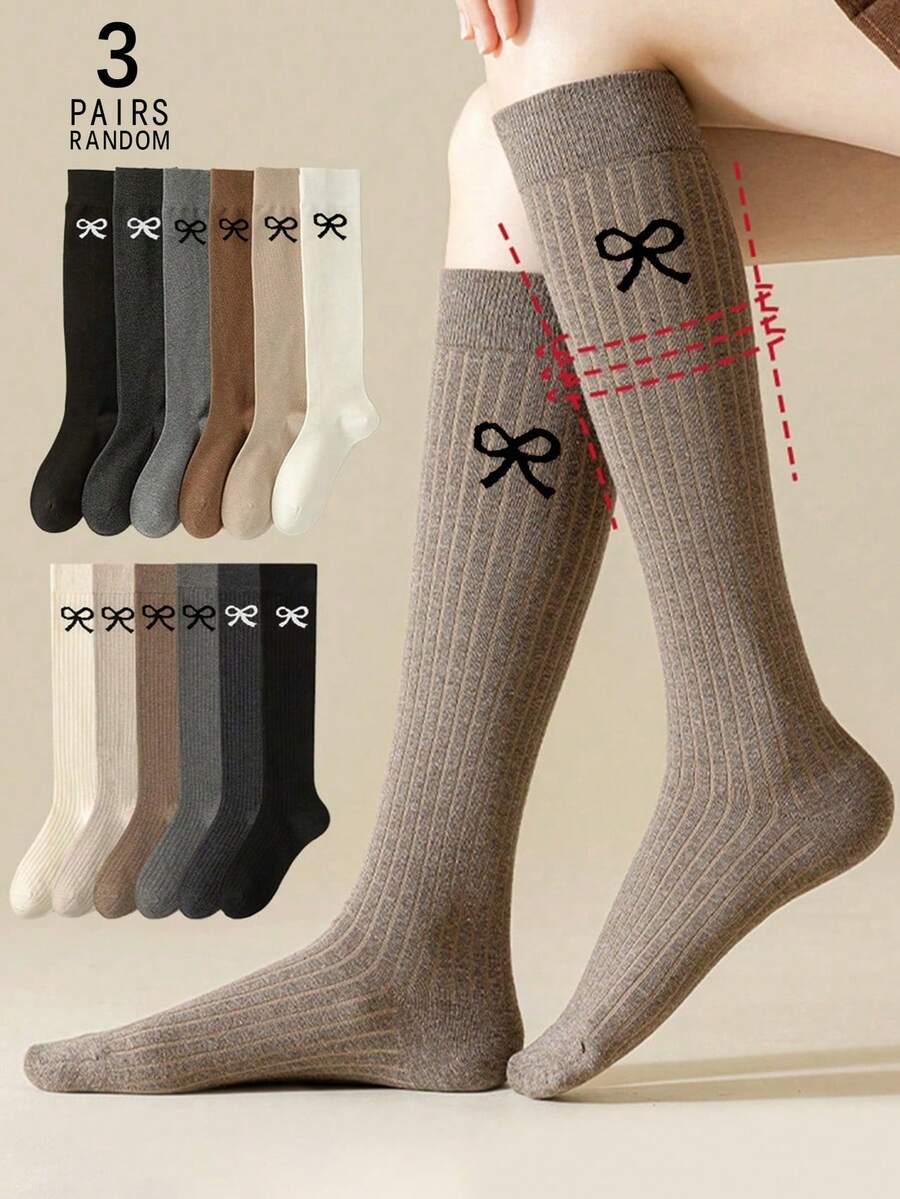 6 Pairs Women’s Plain Color Thigh-High Socks – Minimalist Japanese School Style
