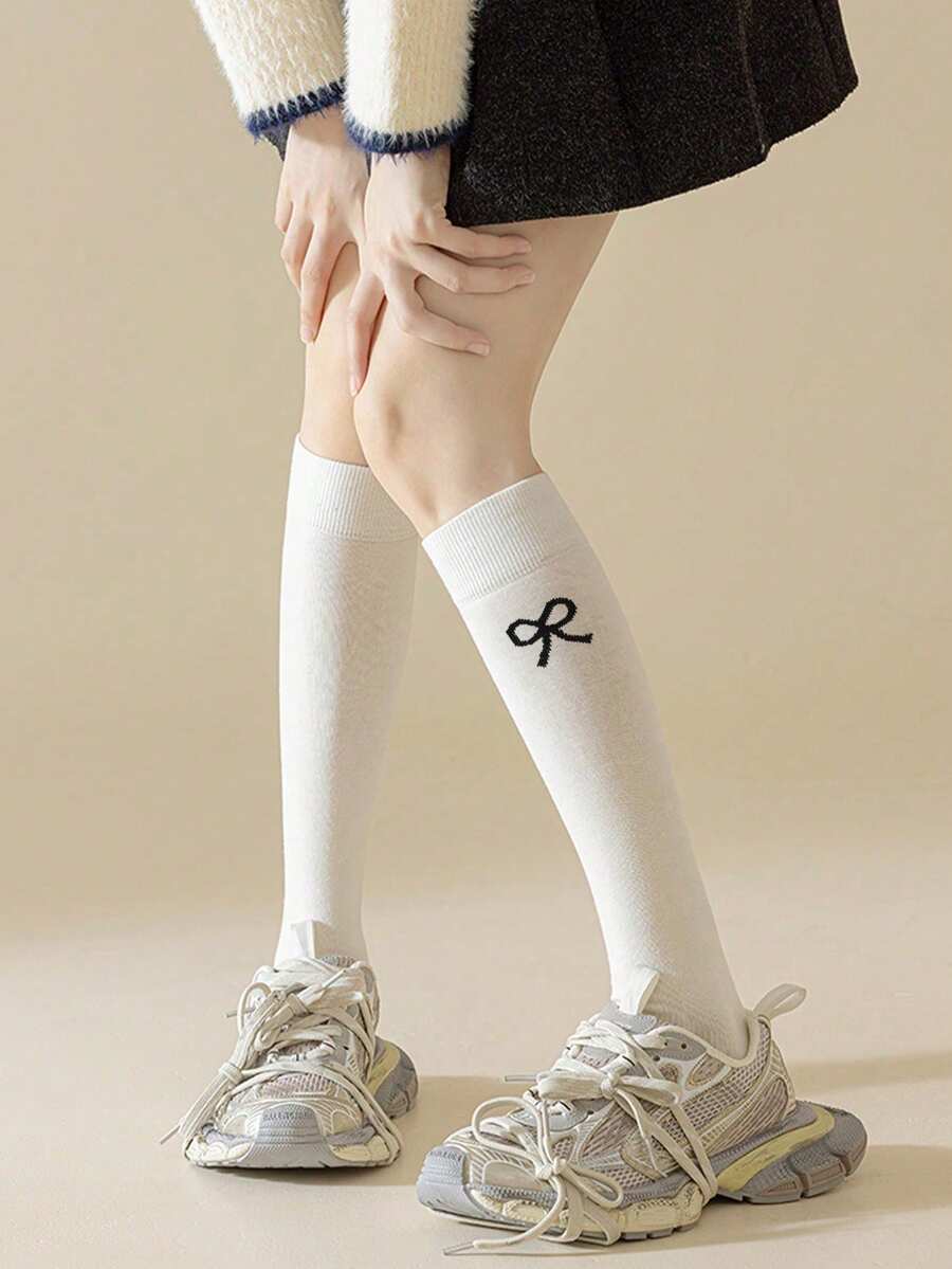 6 Pairs Women’s Plain Color Thigh-High Socks – Minimalist Japanese School Style