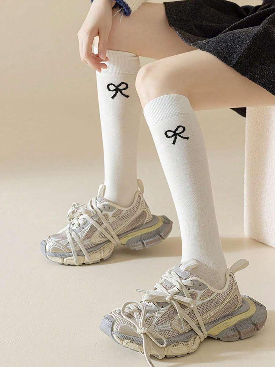 6 Pairs Women’s Plain Color Thigh-High Socks – Minimalist Japanese School Style