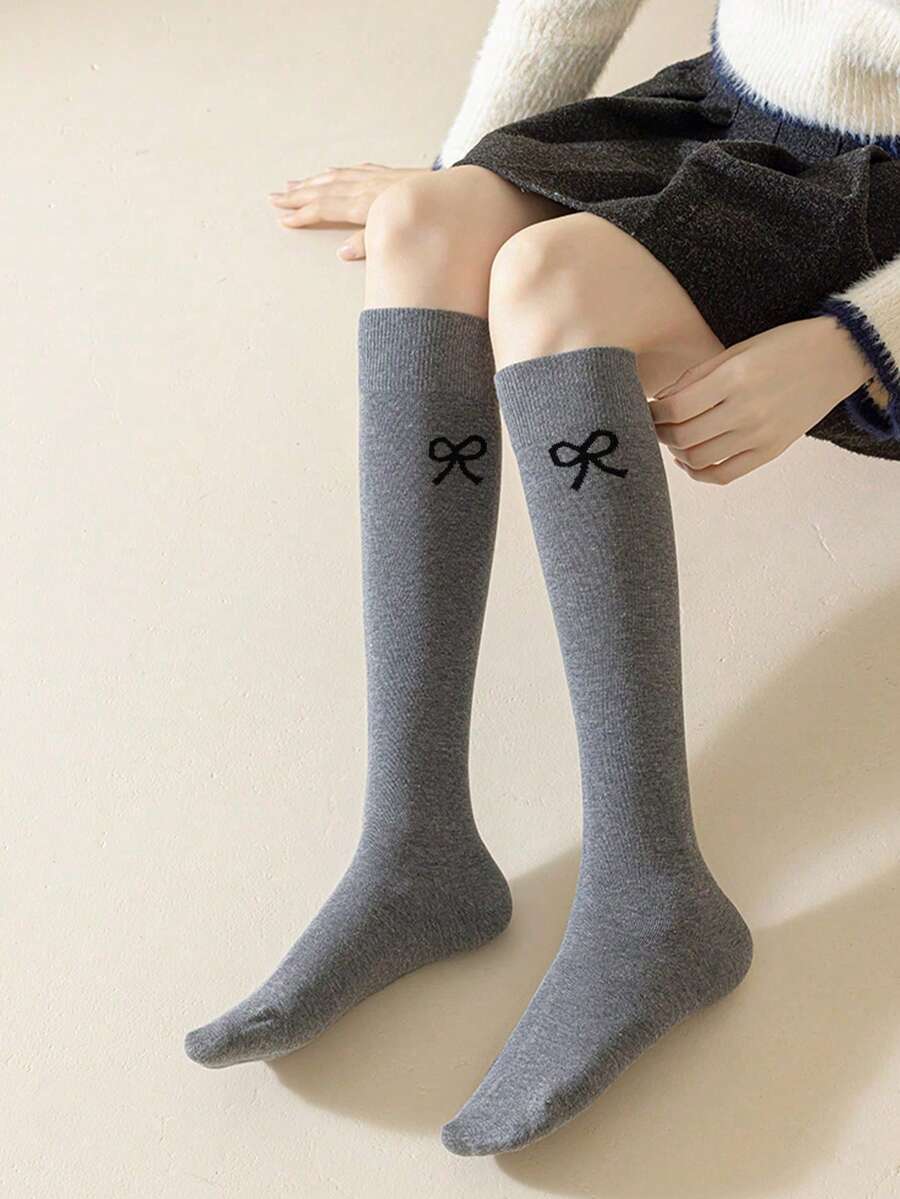 6 Pairs Women’s Plain Color Thigh-High Socks – Minimalist Japanese School Style