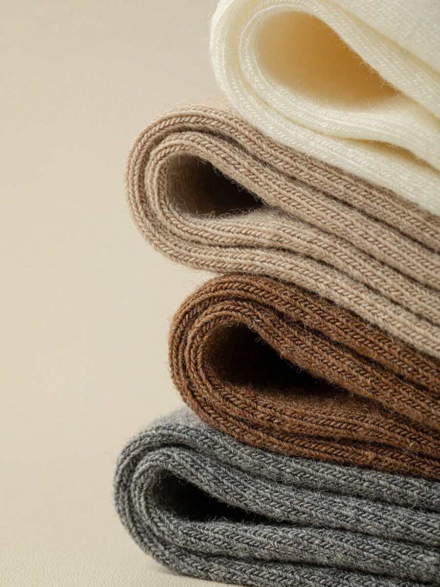 6 Pairs Women’s Plain Color Thigh-High Socks – Minimalist Japanese School Style