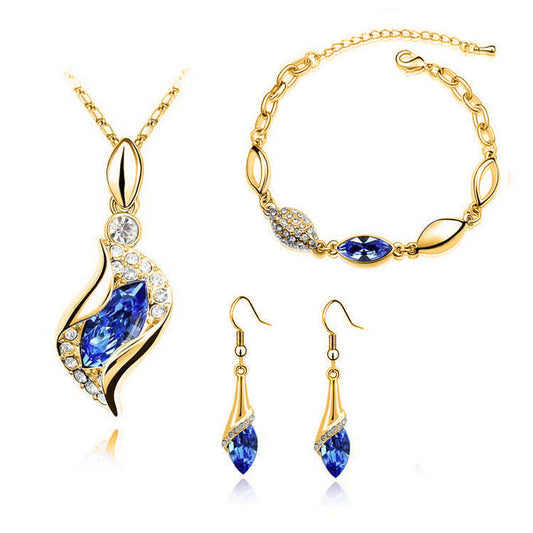 Fashion Necklace Bracelet Earrings Ring Jewelry Set