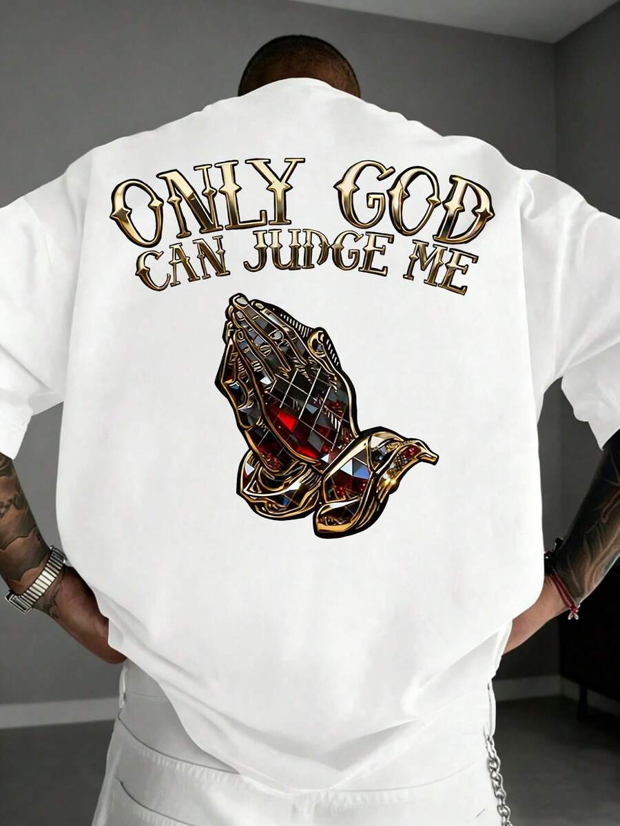 Men's Casual Versatile Faith Graphic Round Neck Short Sleeve T-Shirt, Summer