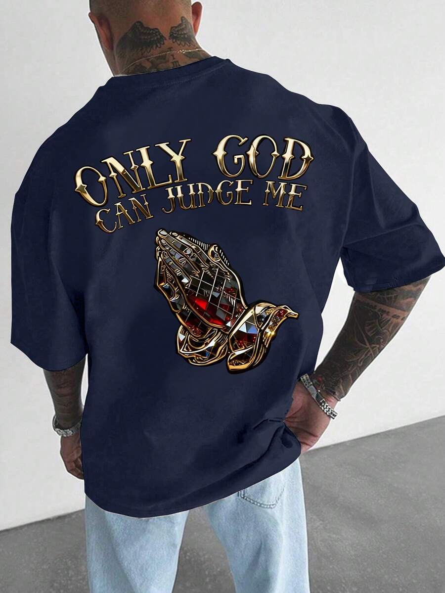 Men's Casual Versatile Faith Graphic Round Neck Short Sleeve T-Shirt, Summer