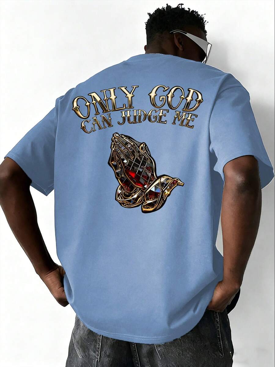 Men's Casual Versatile Faith Graphic Round Neck Short Sleeve T-Shirt, Summer