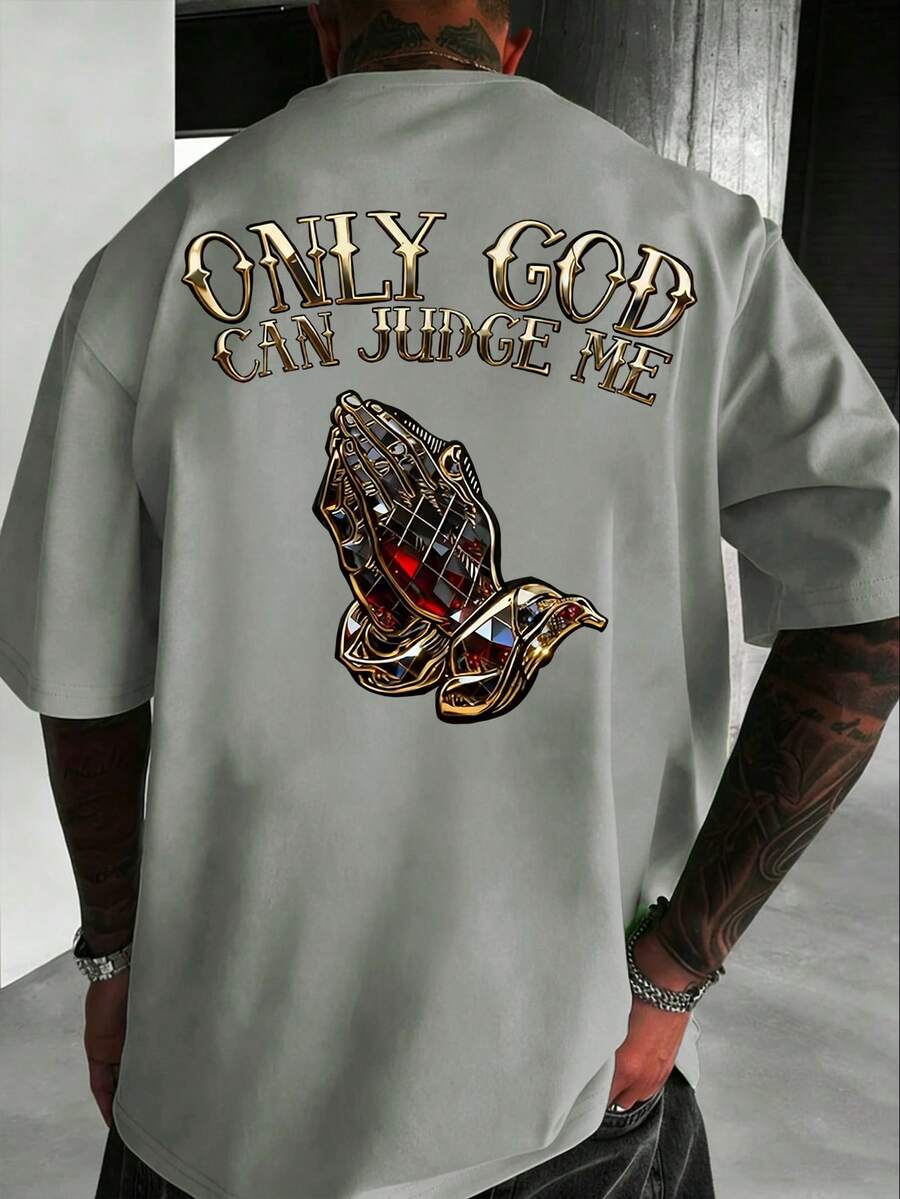 Men's Casual Versatile Faith Graphic Round Neck Short Sleeve T-Shirt, Summer