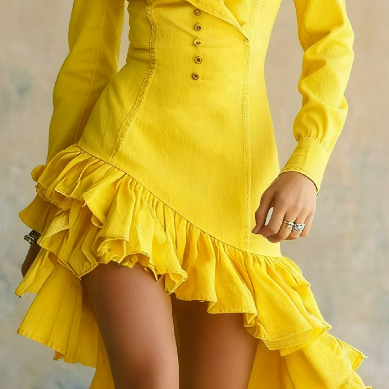 Plus Size 2025 Women’s Retro Western Country Style Ruffled Denim Dress