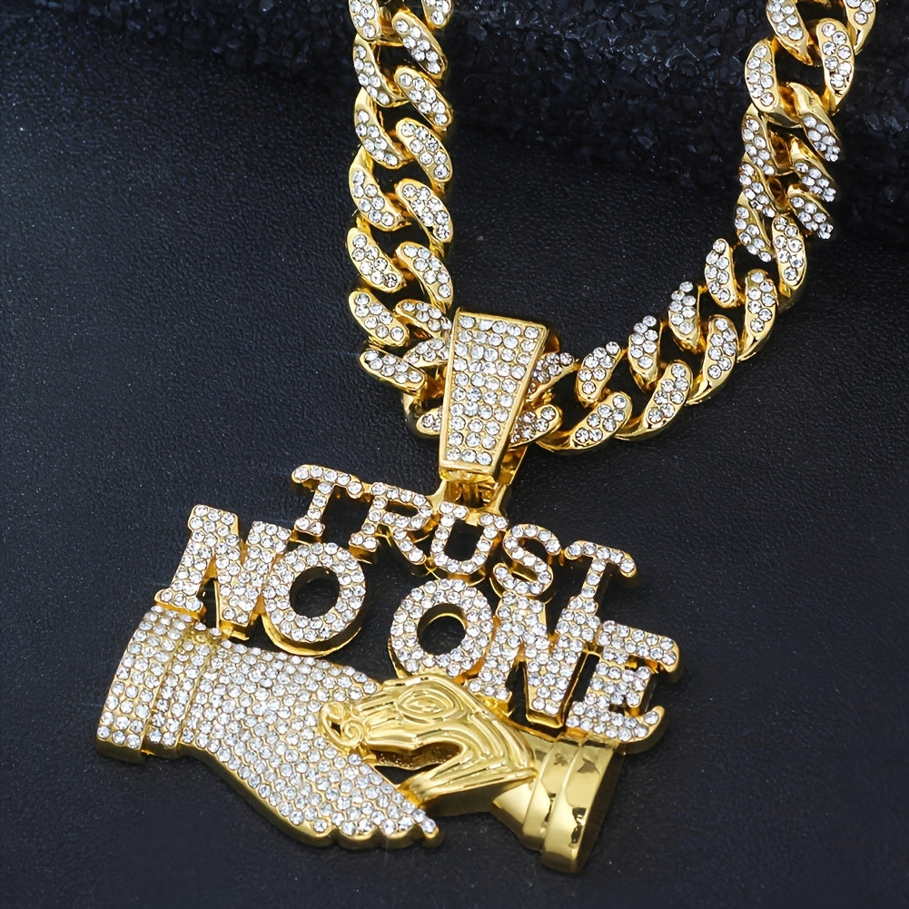 1 pc Men's 'TRUST NO ONE' Hip Hop Pendant Necklace