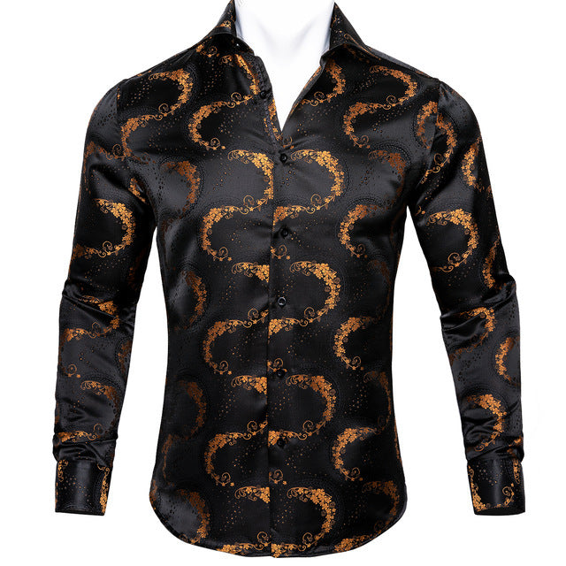 Barry Wang Teal Paisley Floral Silk Shirt – BCY-05