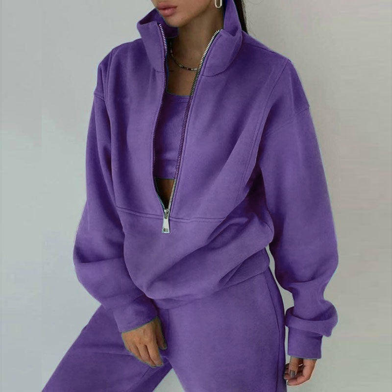 Women's Two-Piece Sweater Fleece Sports Street Activewear Set