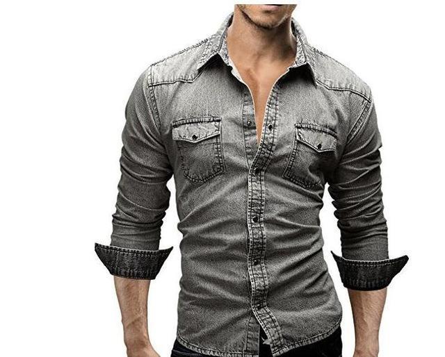 Men’s Long Sleeve Casual Shirt – Slim Fit, Solid Color