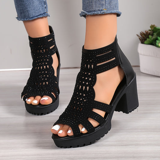 Stylish High Heel Women's Sandals – Summer Chic with a Sparkle