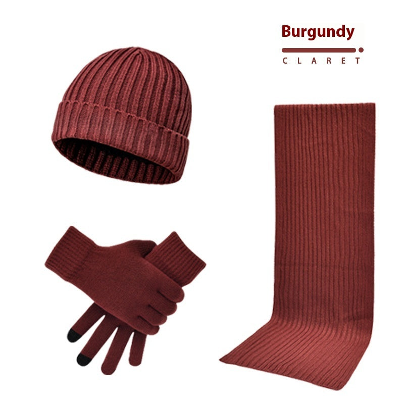 Men's & Women's 3-Piece Winter Set – Thick Knit Wool Hat, Scarf & Gloves
