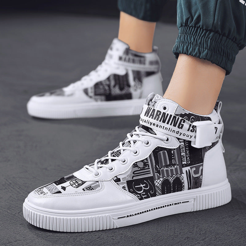 Spring Men’s Trendy Black High-Top Sports Shoes for Teen Boys & Young Men