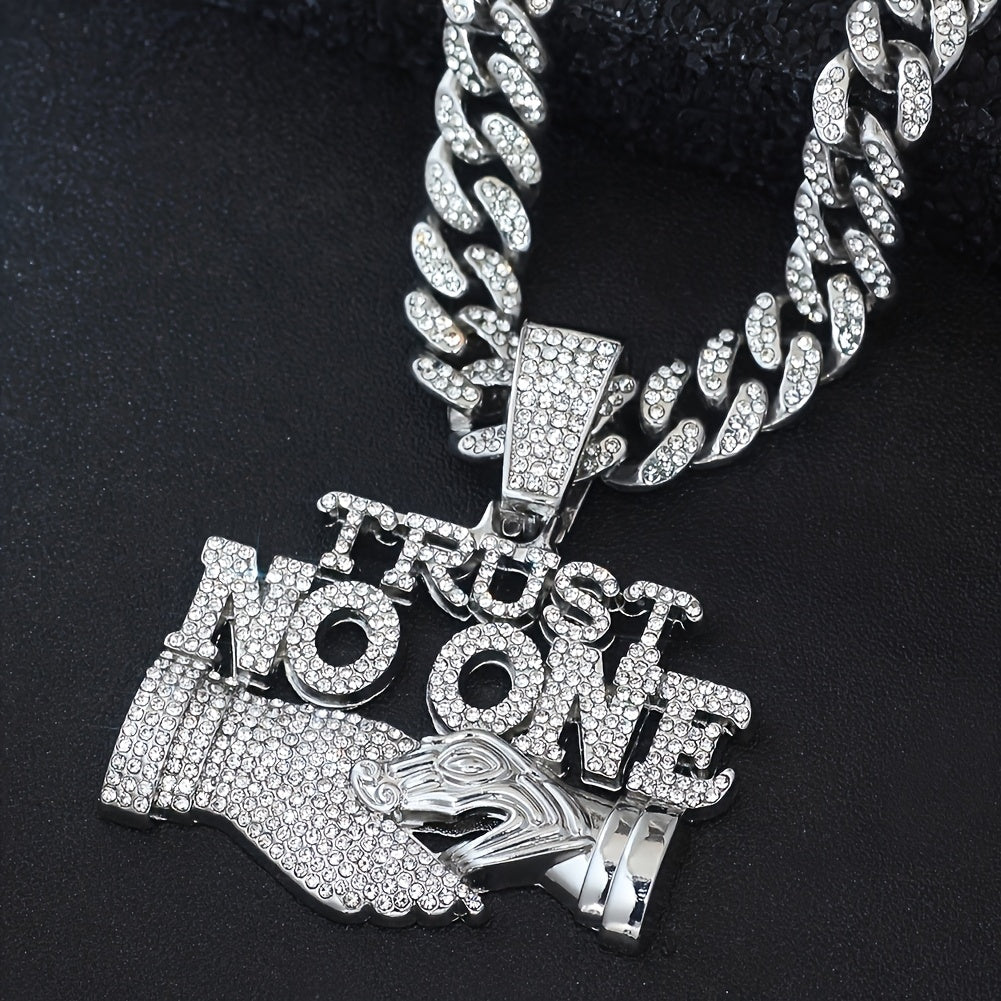 1 pc Men's 'TRUST NO ONE' Hip Hop Pendant Necklace