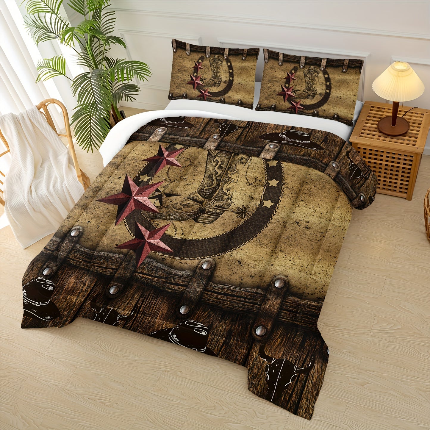 3pcs Vintage Cowboy Comforter Set